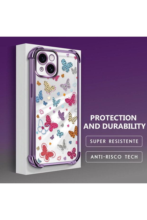 iPhone 15 Compatible Transparent Silicone Flutter Protective Case Butterfly Patterns - 5