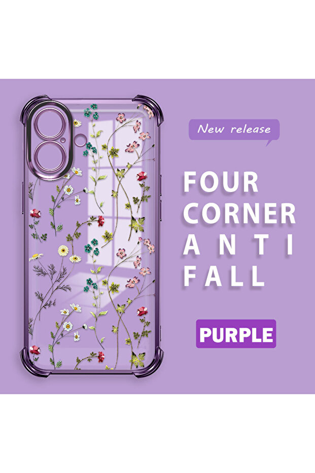 حافظة حماية من السيليكون الشفاف المتوافقة مع iPhone 16 بأنماط زهور - 1
