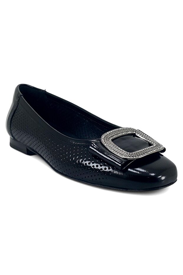 2511103 25Ya Women's Casual Ballet Flats Black Patent Leather
