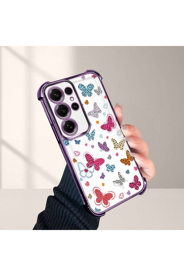 Samsung Galaxy S25 Ultra Compatible Transparent Silicone Flutter Protective Case Butterfly Patterns