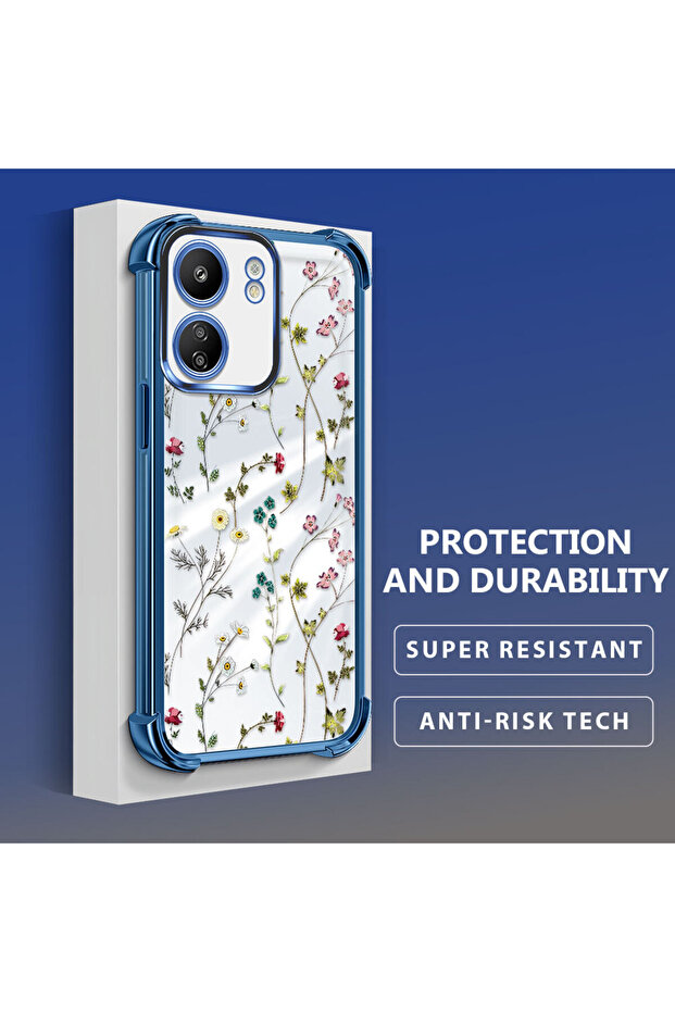 حافظة حماية من السيليكون الشفاف المتوافقة مع Xiaomi Poco C65 بأنماط زهور - 3