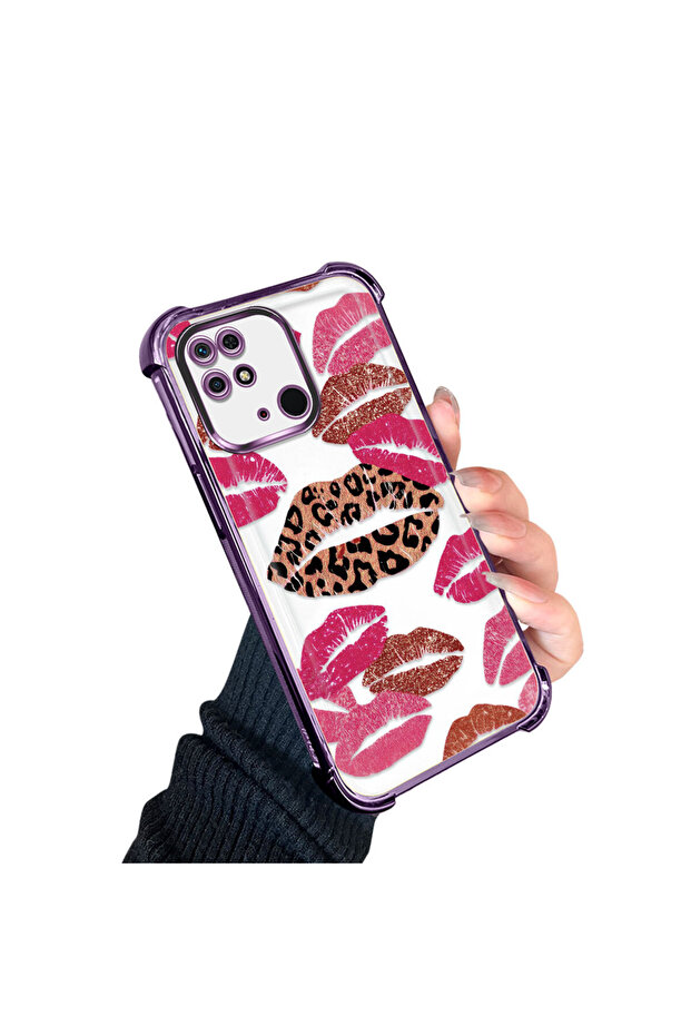 حافظة حماية من السيليكون الشفاف المتوافقة مع Xiaomi Redmi 10C، بأنماط الشفاه - 2