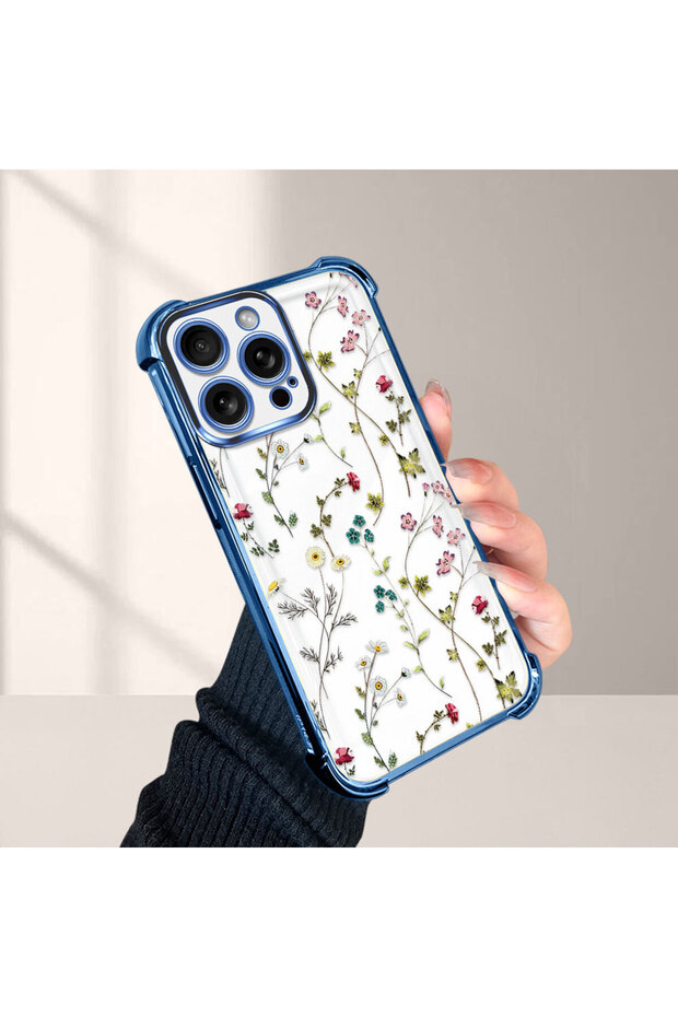 حافظة واقية من السيليكون الشفاف المتوافقة مع هاتف iPhone 15 Pro بأنماط زهور - 5