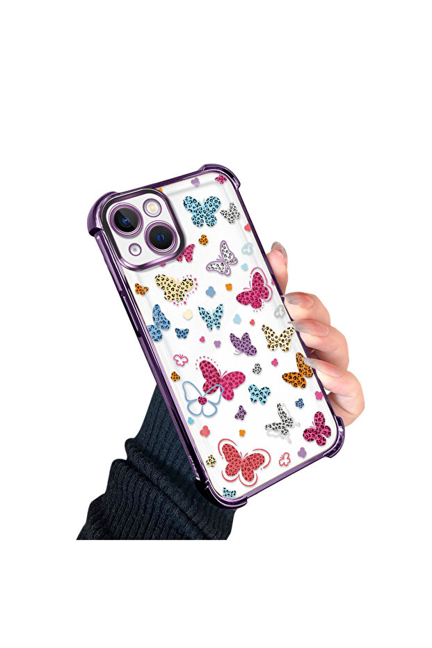 iPhone 13 Compatible Transparent Silicone Flutter Protective Case Butterfly Patterns - 4
