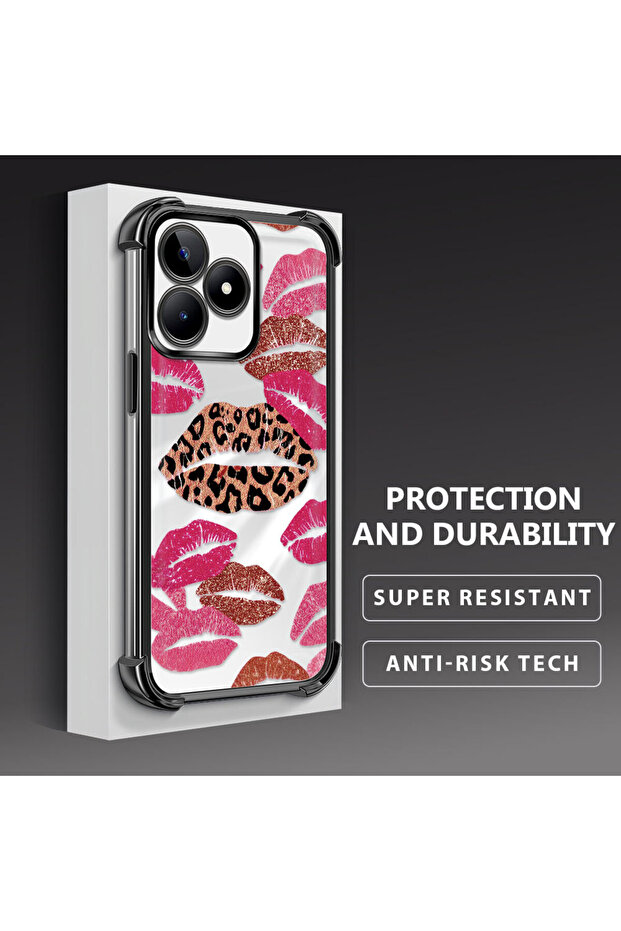 حافظة حماية من السيليكون الشفاف المتوافقة مع Realme Note 50 بأنماط الشفاه - 3