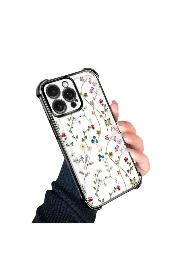 حافظة واقية من السيليكون الشفاف المتوافقة مع هاتف iPhone 15 Pro Max بأنماط زهور - 3