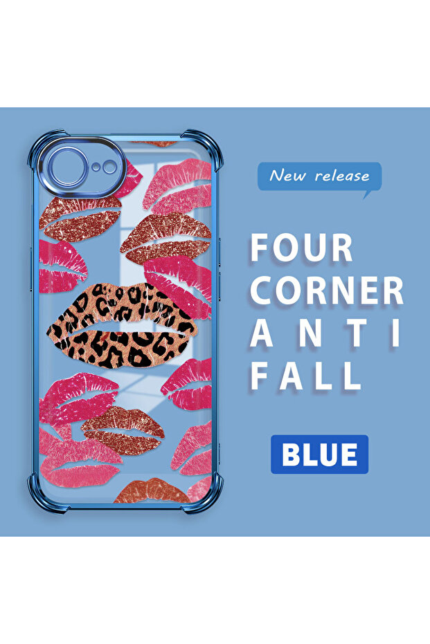 iPhone 16E Compatible Transparent Silicone Flutter Protective Case Lip Patterns - 1