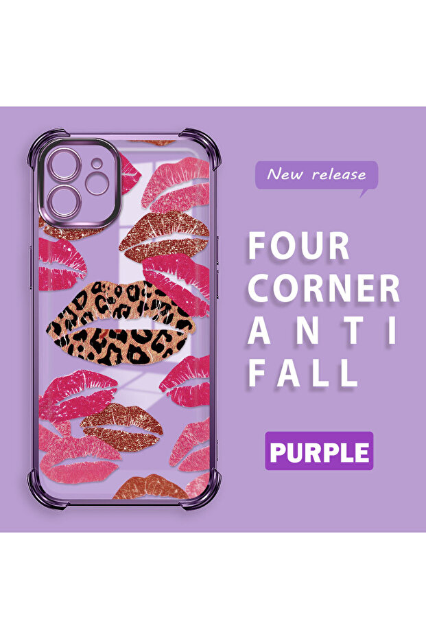 iPhone 12 Compatible Transparent Silicone Flutter Protective Case Lip Patterns - 1