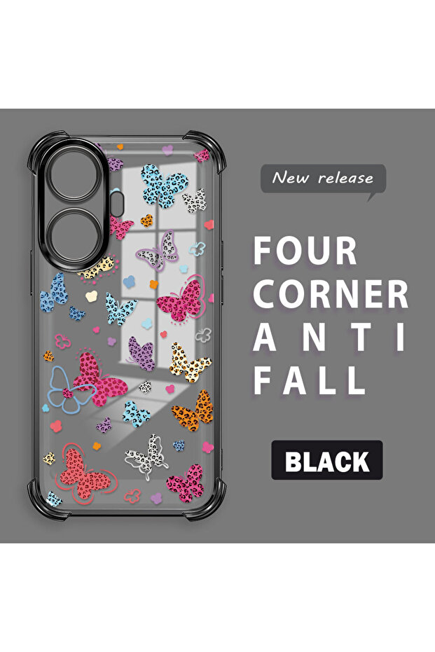 حافظة حماية من السيليكون الشفاف المتوافقة مع Realme C55 بأنماط الفراشة - 2