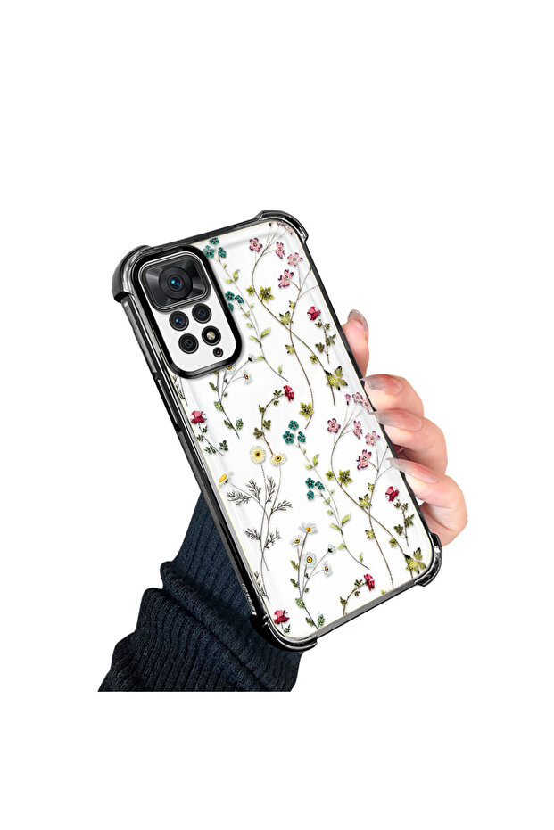 Xiaomi Redmi Note 11 Pro Compatible Transparent Silicone Flutter Protective Case Flower Patterns - 2