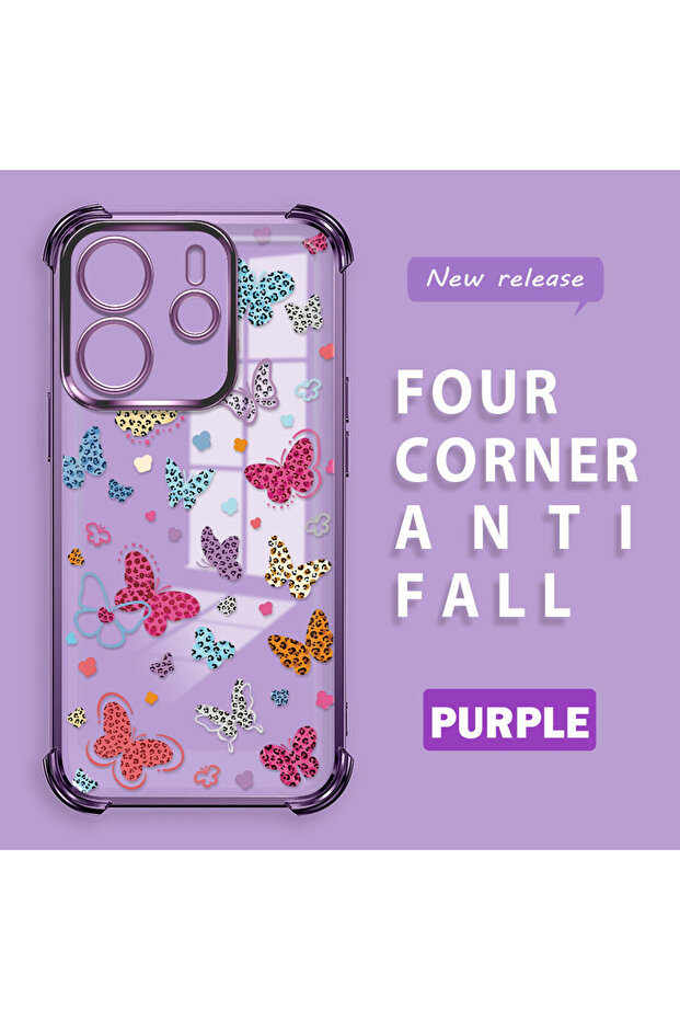 حافظة حماية من السيليكون الشفاف المتوافقة مع Xiaomi Redmi Note 14 بأنماط الفراشة - 3