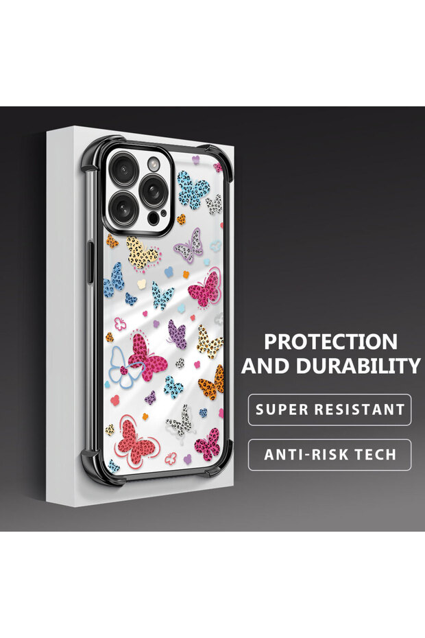 حافظة حماية من السيليكون الشفاف المتوافقة مع هاتف iPhone 16 Pro Max بأنماط الفراشة - 4