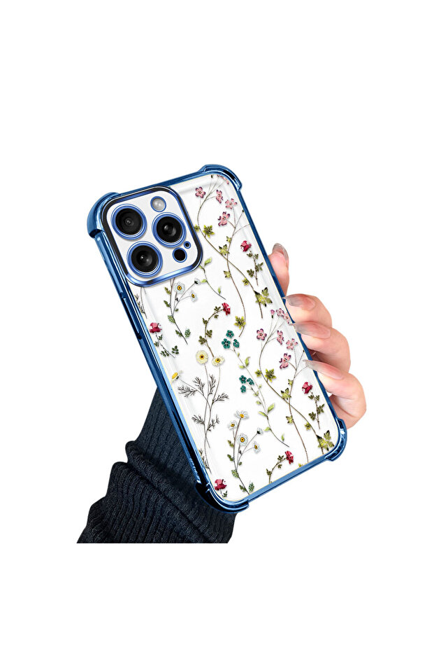 حافظة واقية من السيليكون الشفاف المتوافقة مع هاتف iPhone 15 Pro بأنماط زهور - 3