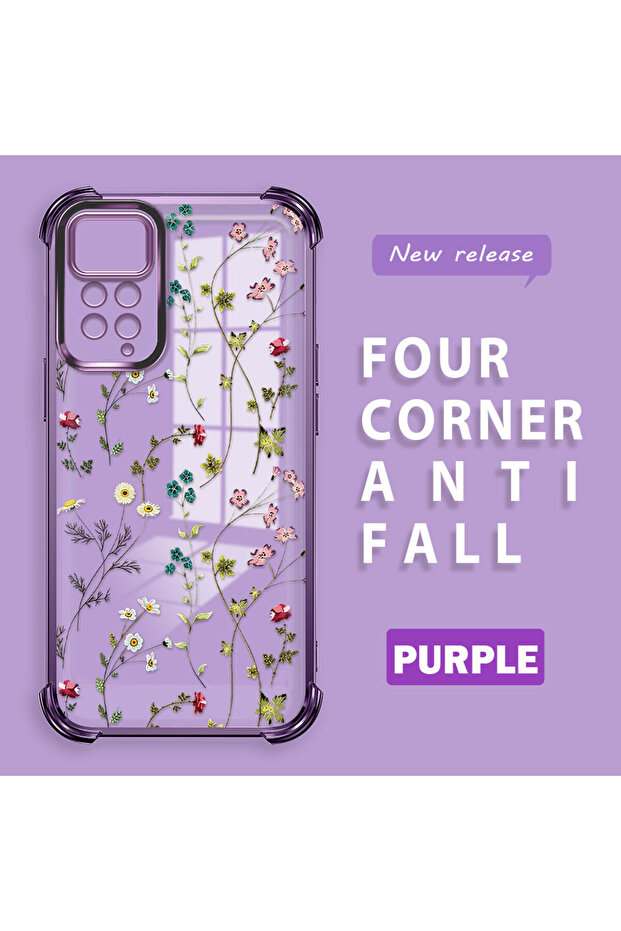 حافظة حماية من السيليكون الشفاف المتوافقة مع هاتف Xiaomi Redmi Note 11 Pro بأنماط زهور - 1