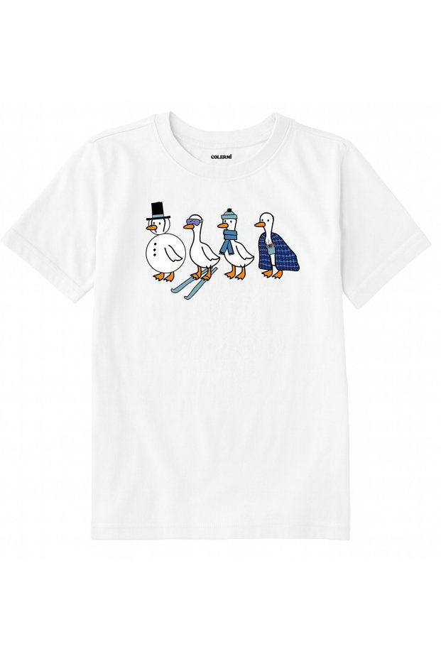 Cotton Fabric Children's T-Shirt β Four Geese Printed T-Shirt