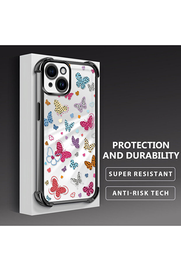 iPhone 14 Compatible Transparent Silicone Flutter Protective Case Butterfly Patterns - 4