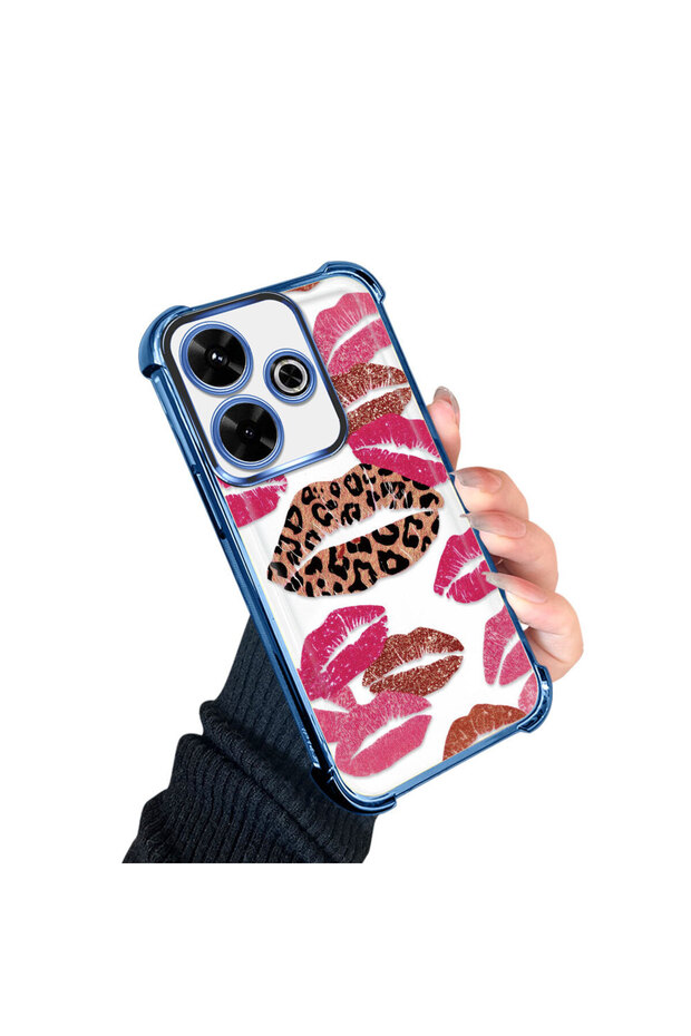 حافظة حماية من السيليكون الشفاف المتوافقة مع Xiaomi Redmi 13 بأنماط الشفاه - 2