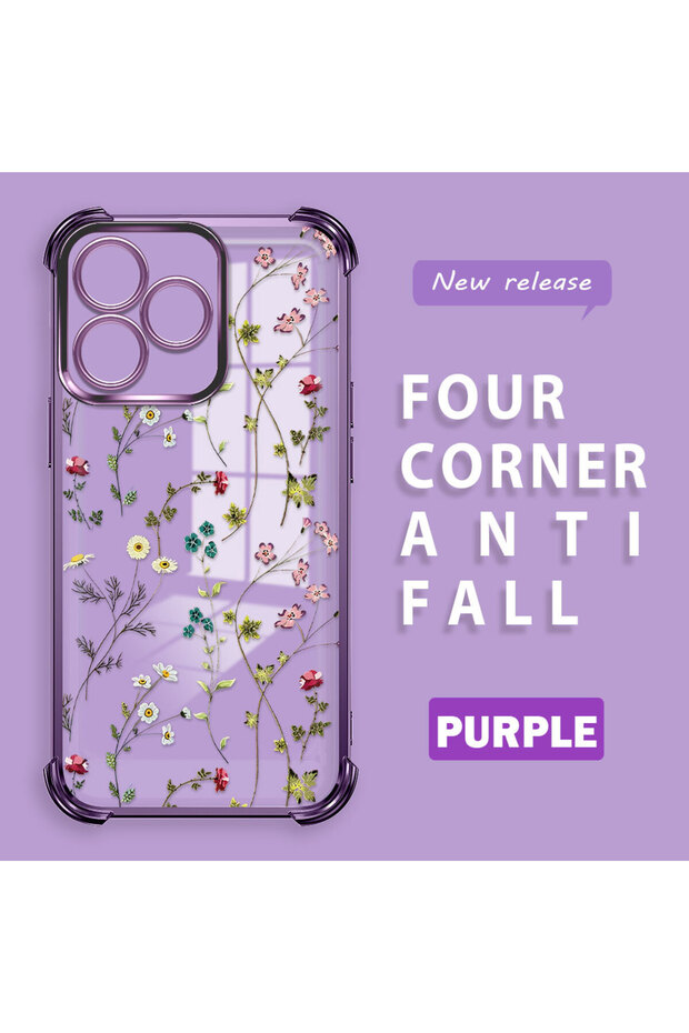 Realme Note 50 Compatible Transparent Silicone Flutter Protective Case Flower Patterns - 1