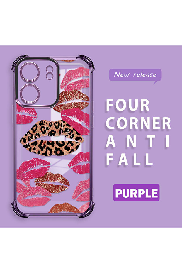 حافظة واقية من السيليكون الشفاف المتوافقة مع Xiaomi Poco C65 بأنماط الشفاه - 1