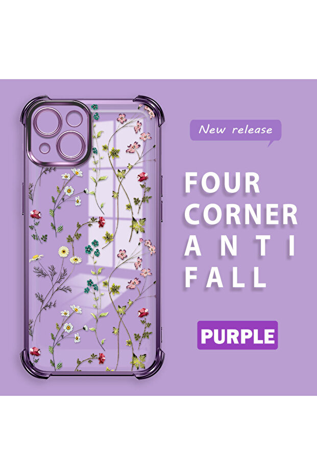 حافظة حماية من السيليكون الشفاف المتوافقة مع iPhone 13 بأنماط زهور - 1