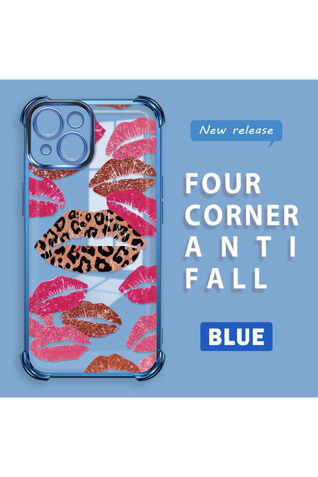 حافظة واقية من السيليكون الشفاف المتوافقة مع iPhone 15 بأنماط الشفاه - 1