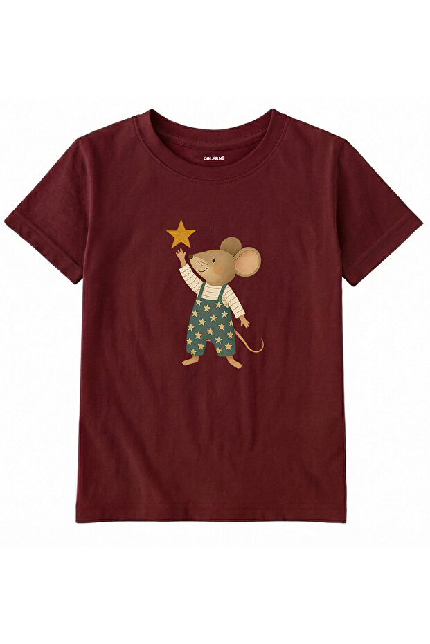 Cotton Fabric Children's T-Shirt – Starreaching Mouse Printed T-Shirt