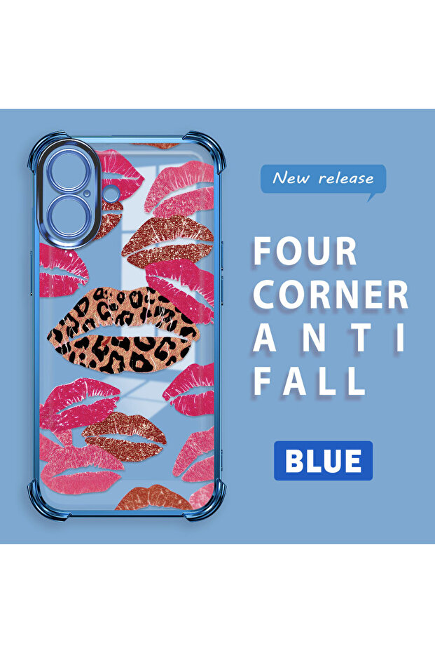 حافظة واقية من السيليكون الشفاف المتوافقة مع iPhone 16 بأنماط الشفاه - 1