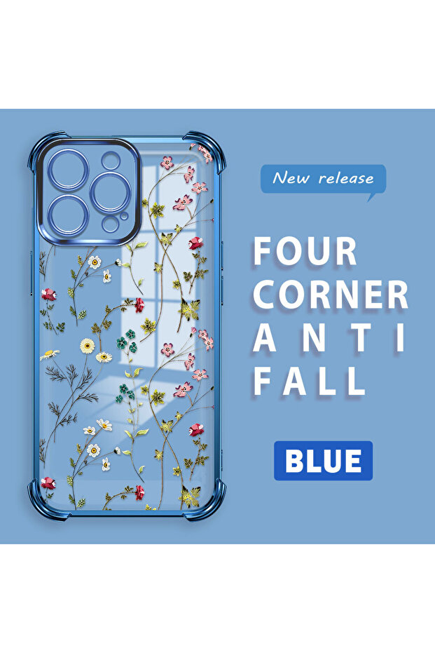 iPhone 15 Pro Max Compatible Transparent Silicone Flutter Protective Case Flower Patterns - 1