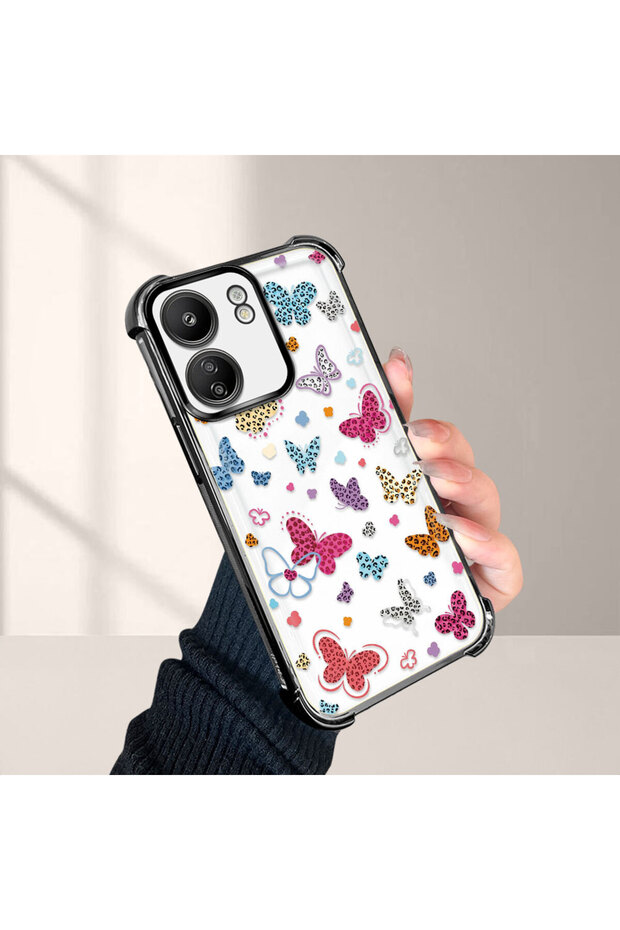 Xiaomi Poco C65 Compatible Transparent Silicone Flutter Protective Case Butterfly Patterns - 1