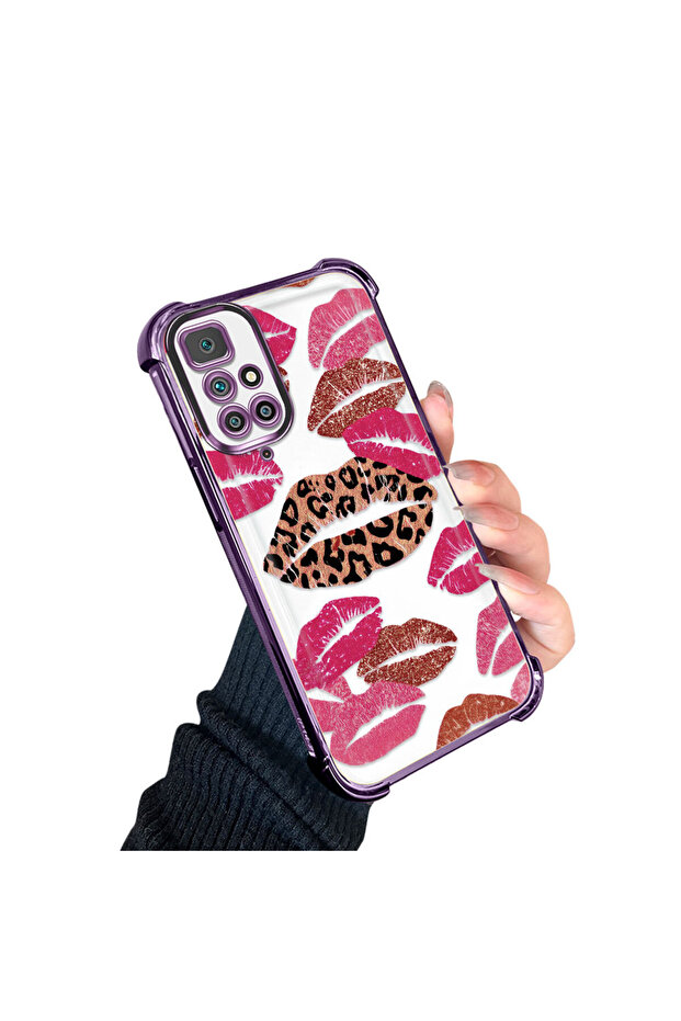 حافظة حماية من السيليكون الشفاف المتوافقة مع Xiaomi Redmi 10 بأنماط الشفاه - 2