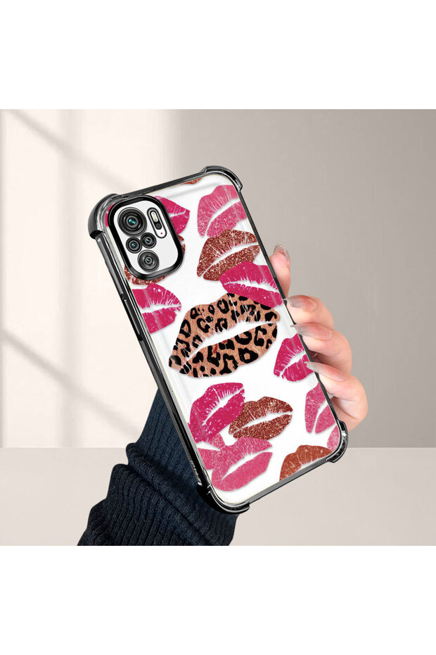 حافظة حماية من السيليكون الشفاف المتوافقة مع هاتف Xiaomi Redmi Note 10، بأنماط الشفاه - 5