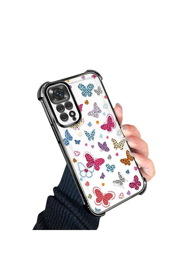 Xiaomi Redmi Note 11 Compatible Transparent Silicone Flutter Protective Case Butterfly Patterns - 4