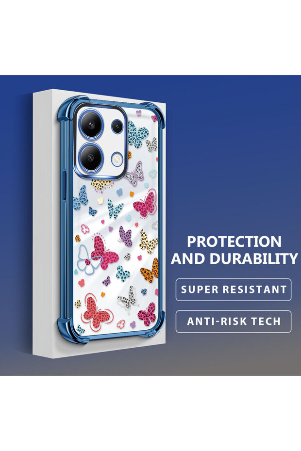 حافظة حماية من السيليكون الشفاف المتوافقة مع Xiaomi Redmi Note 13 بأنماط الفراشة - 5