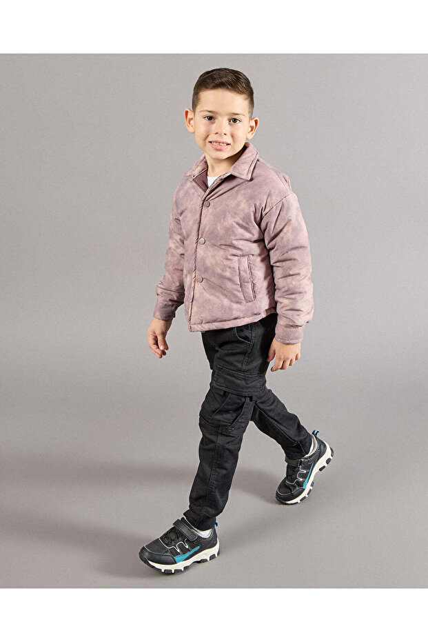 جاكيت بيج اللون بياقة للأولاد - 5