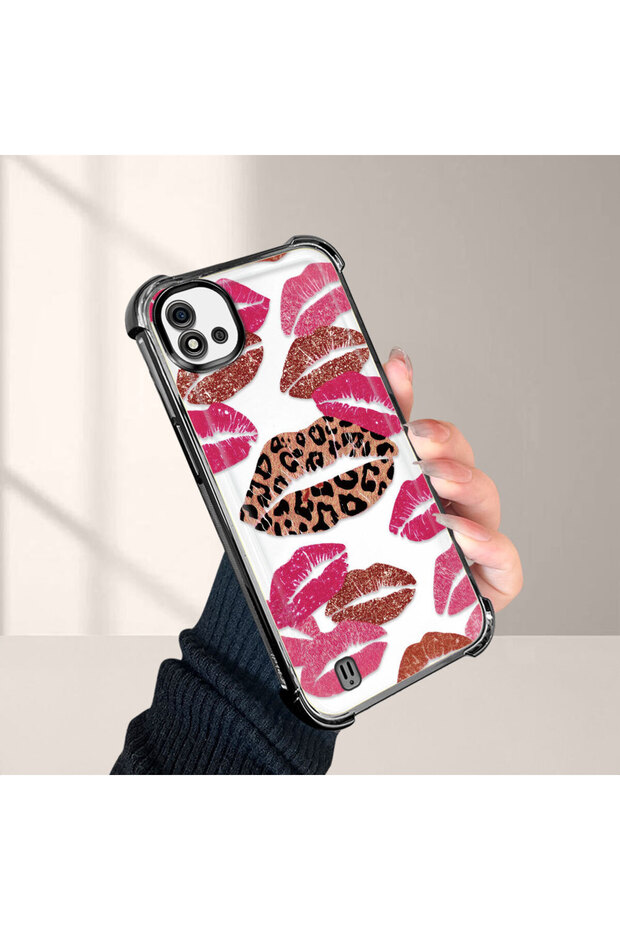 حافظة واقية من السيليكون الشفاف المتوافقة مع Realme C20/C20A بأنماط الشفاه - 4