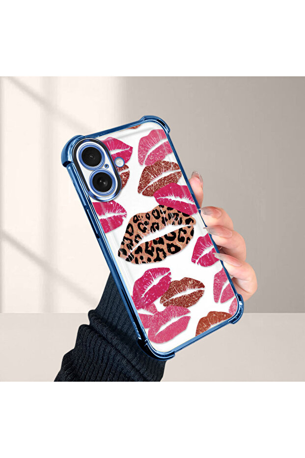 حافظة واقية من السيليكون الشفاف المتوافقة مع iPhone 16 بأنماط الشفاه - 4