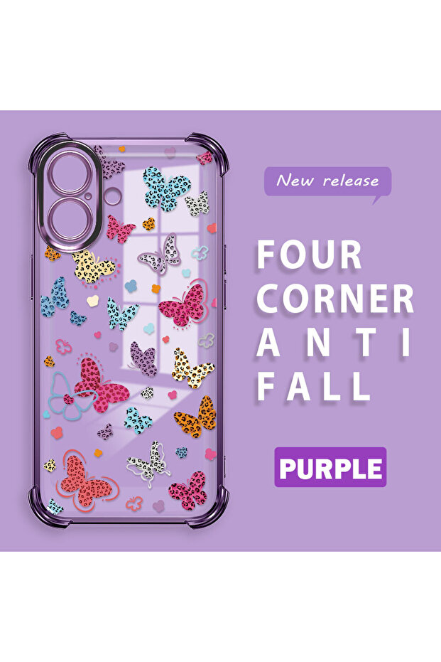 حافظة حماية من السيليكون الشفاف المتوافقة مع iPhone 16 بأنماط الفراشة - 2