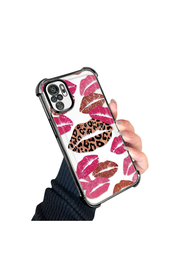 حافظة حماية من السيليكون الشفاف المتوافقة مع هاتف Xiaomi Redmi Note 10، بأنماط الشفاه - 3