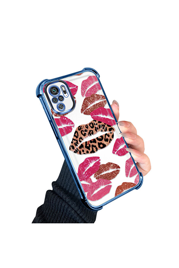 حافظة حماية من السيليكون الشفاف المتوافقة مع هاتف Xiaomi Redmi Note 10، بأنماط الشفاه - 3