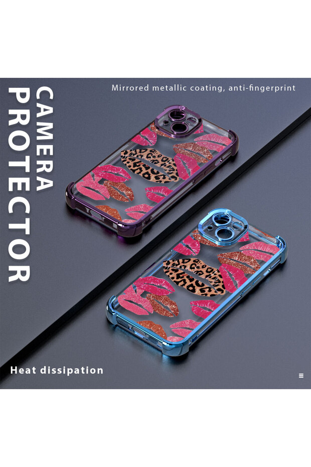 حافظة واقية من السيليكون الشفاف المتوافقة مع iPhone 16e بأنماط الشفاه - 8