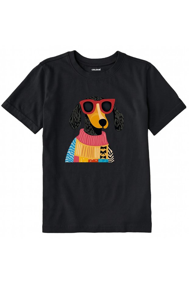 Cotton Fabric Children's T-Shirt β Dog with Glasses Printed T-Shirt
