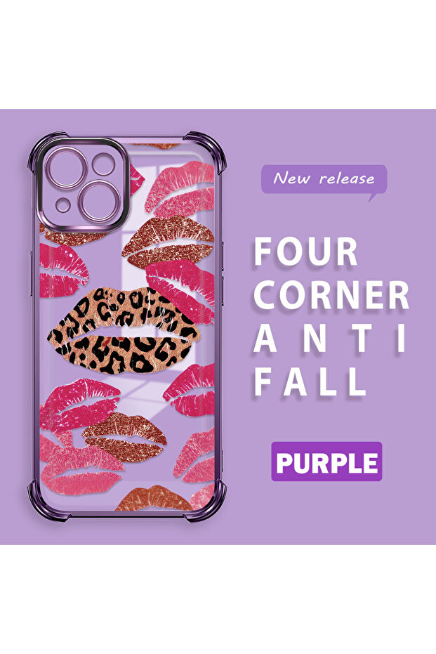 iPhone 15 Compatible Transparent Silicone Flutter Protective Case Lip Patterns - 1