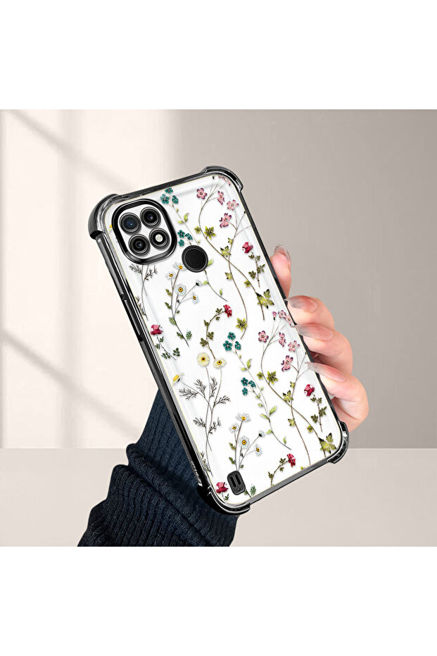 حافظة حماية من السيليكون الشفاف المتوافقة مع Realme C21 بأنماط زهور - 4