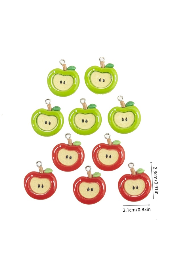 STYLE 1 New Arrival 10pcs Resin Cute Mini Colorful Half An Apples Charms For DIY Earrings Necklace J