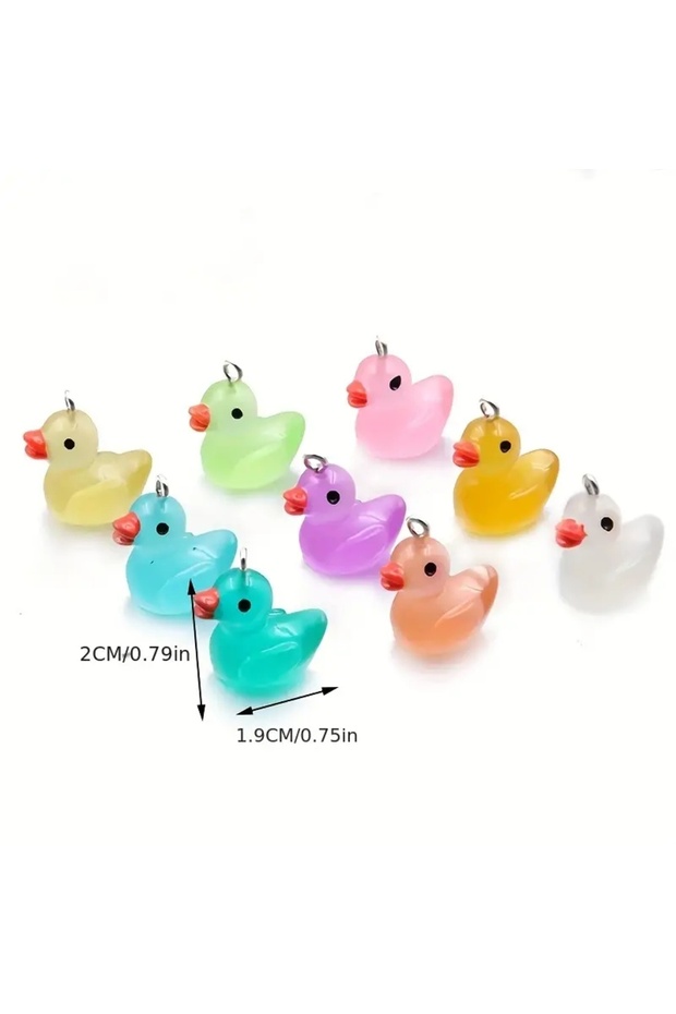 10pcs 10pcs/set Luminous 9-Color 19x20MM 3D Duck Resin Charms - DIY Jewelry Findings for Phone Keych