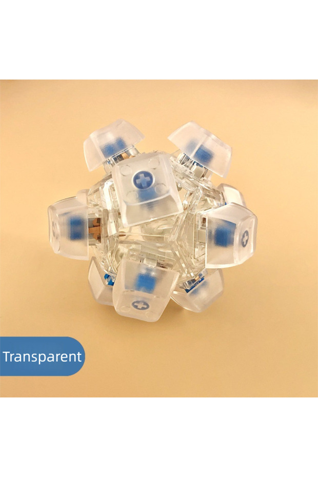 Transparent New 12 Keys Magic Ball Fidget Keychain DIY Keyboard Keys Button Finger Keyboard Cap Reli