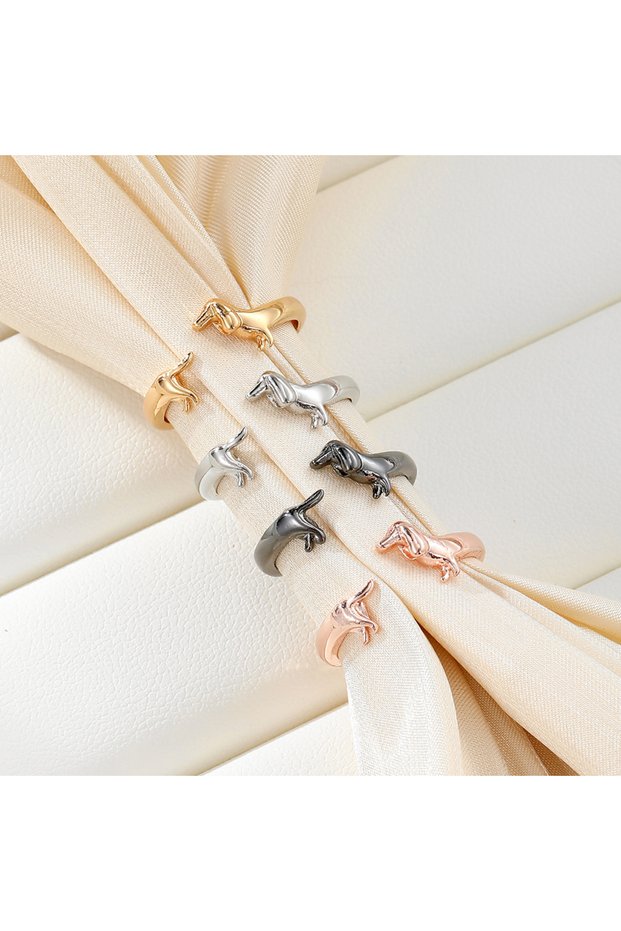 4Pc 1/4Pc Fashionable and Cute Dachshund Design Multi-Color Open Ring Suitable for Daily Wear for Me