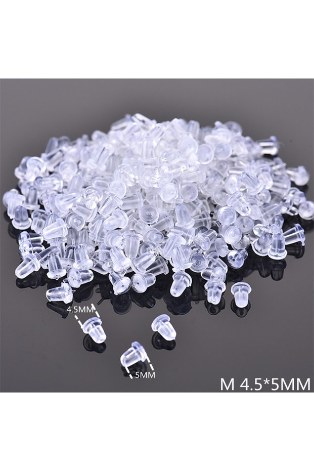 5mm 100pcs 100pcs/lot Clear Soft Silicone Earring Backs Safety Bullet Stopper Jewelry Accessor...