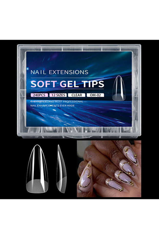 BMS02 Luxury False Nail Tips Soft Gel Fingertip Semi-matte Capsules Almond French Coffin Full Cover