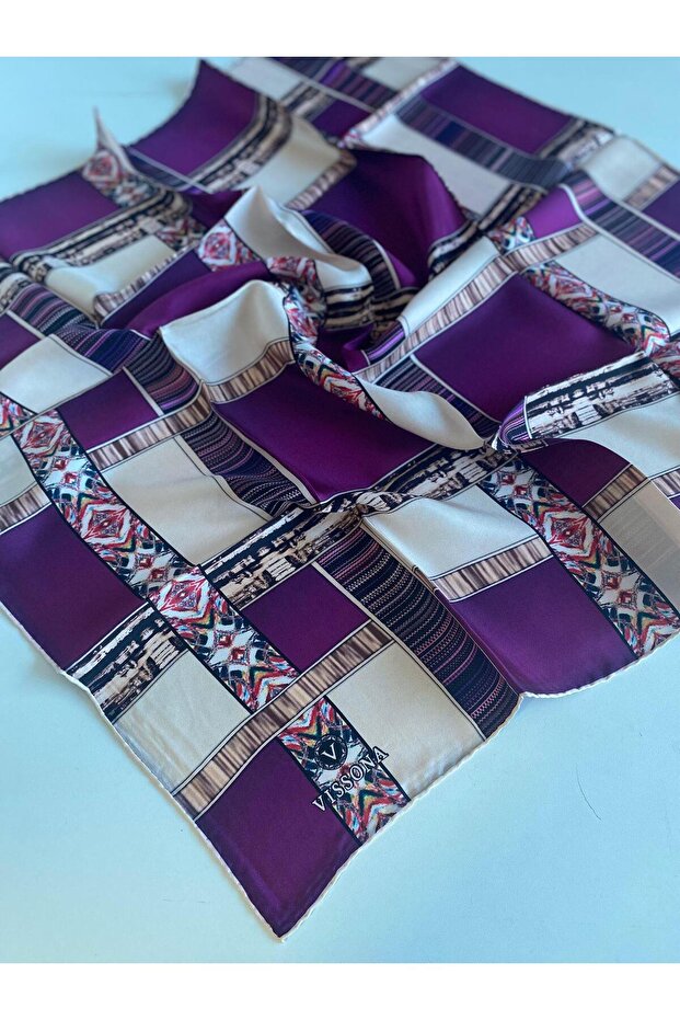 Tivil Silk Scarf 17591 - 0026 Pink Purple Abstract Pattern